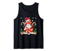 Divertida decoración navideña de bastón de Caramelo de Menta y muñeco de Nieve Camiseta sin Mangas