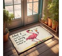 Divertida decoración para el hogar, diseño de flamenco con cóctel: "Admit It... Would Be Boring Without Me", felpudo para hombre, cueva, cocina, estilo granja (50 x 80 cm)