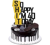 Divertida decoración para tarta de cumpleaños de cuarenta años, con purpurina y texto en inglés "Cheers To Dirty"