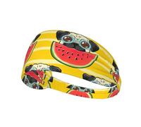 Divertida diadema deportiva con estampado de sandía francesa, banda ancha y elástica, unisex