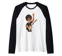 Divertida Dibujos Animados Rock Músico Guitarra Camiseta Manga Raglan