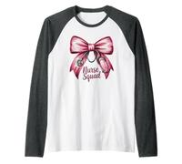 Divertida Enfermera Life Bow Love Valentine Coquette Heart Welcome Camiseta Manga Raglan