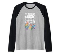 Divertida enseñar música es mi súper Poder Diciendo Camiseta Manga Raglan