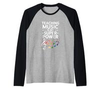 Divertida enseñar música es mi súper Poder Diciendo Camiseta Manga Raglan