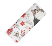 Divertida esterilla de yoga plegable con estampado de gatos y gatos de los bosques noruegos, de goma natural, antideslizante, de 1 mm de grosor, con bolsa de yoga, para ejercicio, 180 x 66 cm, para