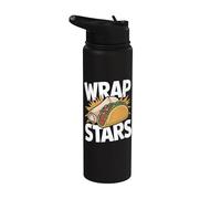 Divertida estrella de envoltura de comida mexicana para amantes de los burritos y tacos Stainless Steel Insulated Water Bottle