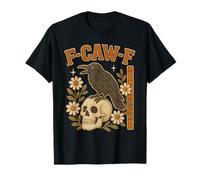 Divertida F-Caw-F Raven Moon gótica con Forma de Cuervo Floral Vintage Camiseta