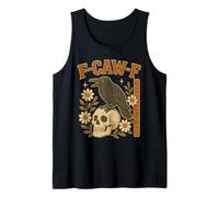Divertida F-Caw-F Raven Moon gótica con Forma de Cuervo Floral Vintage Camiseta sin Mangas