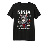 Divertida Fiesta de cumpleaños para niños de Ninja In Training, Lindo Gato Guerrero Camiseta Premium