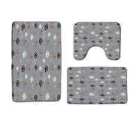 Divertida Fingerprint De Pata De Perro Negra Y Gris, Fingerprint De Garra De Perro, Creativa Y Moderna, Pata De Animal Alfombrillas De Baño 3 Piezas, Alfombra De Contorno Suave Felpudo