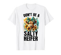 Divertida Flor de Vaca con Forma de Don't be a Salty, Retro, sarcástica y Linda Camiseta gráfica económica, Hombre, Blanco, XL