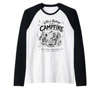 Divertida fogata Vintage de Bigfoot Alien para Acampar con Forma de Sasquatch Camiseta Manga Raglan