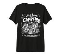 Divertida fogata Vintage de Bigfoot Alien para Acampar con Forma de Sasquatch Camiseta Premium