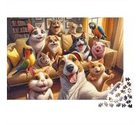 Divertida Foto en Grupo de Mascotas Salón Puzzle de 1000 Piezas Puzzle para Adultos Papel Juego de Puzzle 1000 Piezas Relajante Decoración del Hogar Regalo 38x26cm/1000pcs