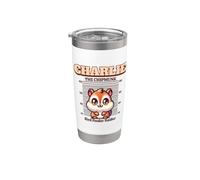 Divertida foto policial de Charlie The Chipmunk Bird Feeder Raider Vaso térmico de acero inoxidable de doble pared