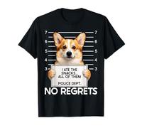 Divertida Foto policial de Corgi con la Que me comí los bocadillos sin arrepentimientos Camiseta