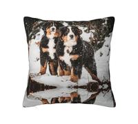 Divertida funda de almohada de perro de montaña de Berna, funda de almohada con cremallera oculta, funda de cojín de poliéster, funda de almohada decorativa con impresión de doble cara