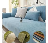 Divertida funda de sofá de felpilla con diseño de espiga en espiga, protector de muebles azul lago para sofá, 90 x 210 cm, suave, duradero, elegante diseño del Reino Unido