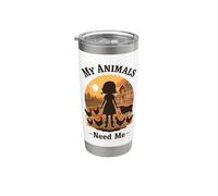 Divertida granjera: Lo siento, no puedo, mis animales me necesitan Vaso térmico de acero inoxidable de doble pared
