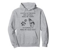 Divertida Idea de Regalo con Golden Retriever y Caballos Que me Hacen Feliz Sudadera con Capucha