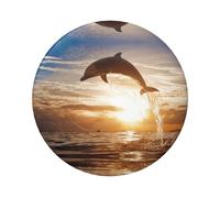 Divertida insignia de hojalata redonda de 6 cm con estampado de delfín, de un solo lado, perfecta para decoración de estilo personal y para regalar, talla única, Metal