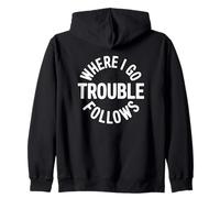 Divertida Insignia de Pareja a Juego de «Where I Go Trouble Follows», Retro Sudadera con Capucha