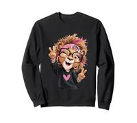 Divertida Leona con Gafas Signo de Paz Animal Hipster Sudadera