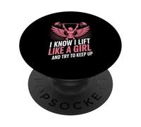 Divertida levantadora de Pesas Diciendo Que sé Que levanto como una niña PopSockets PopGrip Adhesivo