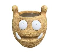 Divertida maceta - Añade personalidad a los espacios de escritorio, diseño de expresión facial peculiar, agujero de drenaje de tamaño compacto de 12 x 11,5 cm, piedra de resina fundida duradera para