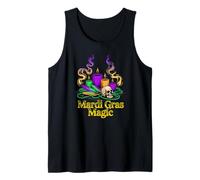 Divertida Magia de Mardi Gras con Cuentas de Calavera y Velas Camiseta sin Mangas