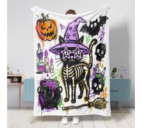 Divertida manta de Halloween con graffiti de gato Bombay de 60 x 80 pulgadas, manta mullida grande y pequeña para sofá, sala de estar, playa, viajes, caldero, decoración de sofá del hogar