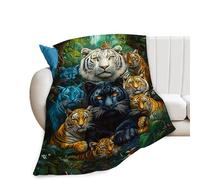 Divertida manta de tigre para niñas y niños, manta de tigres de animales salvajes, manta suave, acogedora, cálida y mullida, forro polar fresco, bosque y vida silvestre, manta de franela, regalos para