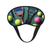 Divertida máscara de dormir con raquetas de tenis y pelotas de tenis para dormir de lado, bonita máscara opaca para el hogar o viajes