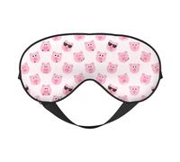 Divertida máscara de ojos suave con impresión de cara de cerdo rosa, diseño reversible, ajustable para un ajuste cómodo, bloquea la luz