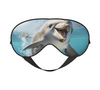 Divertida máscara de seda con estampado de delfín animal con hebilla ajustable, elegante máscara de ojos para mujeres, viajes, siesta, trabajo, oficina