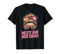 Divertida máscara Messy Bun MUD Squad Run Mudder Trail Running Camiseta