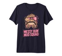 Divertida máscara Messy Bun MUD Squad Run Mudder Trail Running Camiseta Premium