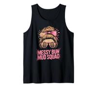 Divertida máscara Messy Bun MUD Squad Run Mudder Trail Running Camiseta sin Mangas