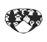 Divertida máscara para dormir con estampado de fantasma blanco, bloqueo de luz nocturna, sombra de ojos de seda para hombres y mujeres