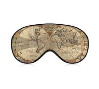 Divertida máscara para dormir para mujeres y hombres, mapa del mundo en montañas vintage, árboles, ciudades, ríos, antifaz suave para los ojos vendados para dormir, correa elástica ajustable, cubier