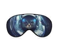 Divertida máscara para dormir para mujeres y hombres, un lindo gato en un traje espacial es muy guapo, suave, con los ojos vendados, antifaz para dormir, correa elástica ajustable, cubierta opaca pa