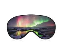 Divertida máscara para dormir para mujeres y hombres, una hermosa aurora verde roja bailando sobre Islandia suave venda para los ojos antifaz para dormir ajustable correa elástica Blackout Sleep Cov