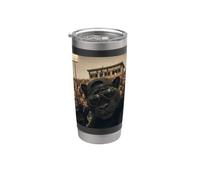 Divertida mascota de Panther Student para selfies vintage para el Día del Juego Vaso térmico de acero inoxidable de doble pared