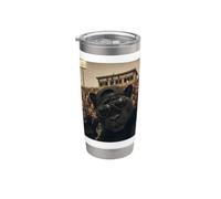 Divertida mascota de Panther Student para selfies vintage para el Día del Juego Vaso térmico de acero inoxidable de doble pared