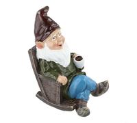 Divertida mecedora de resina enana para decoración de jardín, caprichosa para estatua al aire libre para iluminar patios y patios traseros