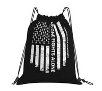 Divertida Mochila con cordón Concienciación sobre el cáncer de pulmón Bandera de Estados Unidos Cinta Blanca Ligera Mochila de Viaje 36x42cm para Viajes,Escuela