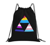 Divertida Mochila con cordón Rqwaaed Bandera P Trans Triangular Pansexual de género Fluido Multicolor Bolsa de Cuerda Ajustable 36x42cm para Entrenamiento,Deportes al Aire Libre
