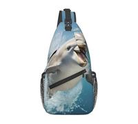 Divertida mochila cruzada con estampado de delfín de animales, para hombres y mujeres, en diagonal, para gimnasio, viajes, hombro