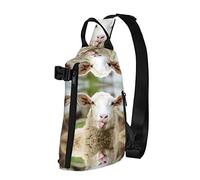 Divertida mochila cruzada con lengua de oveja traviesa, con estampado de animales, para hombres y mujeres, para caminar al aire libre, viajes, Negro -, Talla única