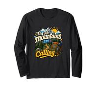 Divertida Mochila de Senderismo The Mountains Are Calling Pines Trees Manga Larga